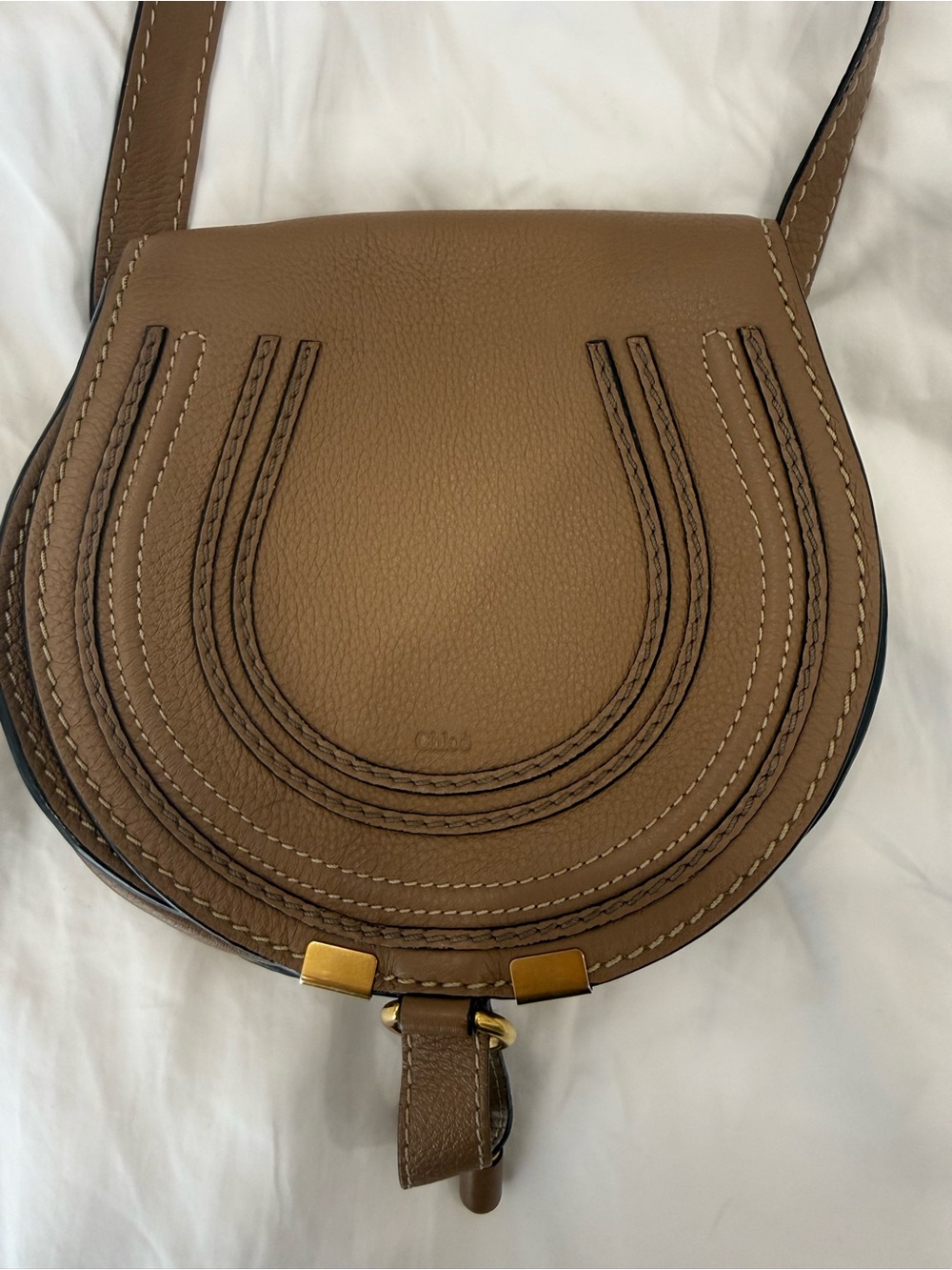 Chloe Mini Marcie Brown Leather Saddle Crossbody Bag